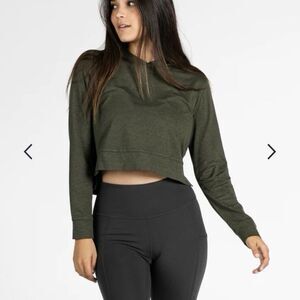 BYLT Premium Basics Essential Cropped Hoodie Green Womens Size Medium